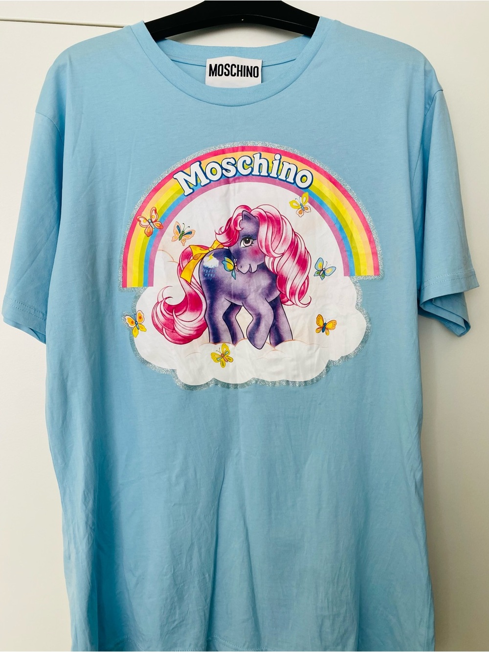 Moschino Light Blue Graphic Pony T-Shirt